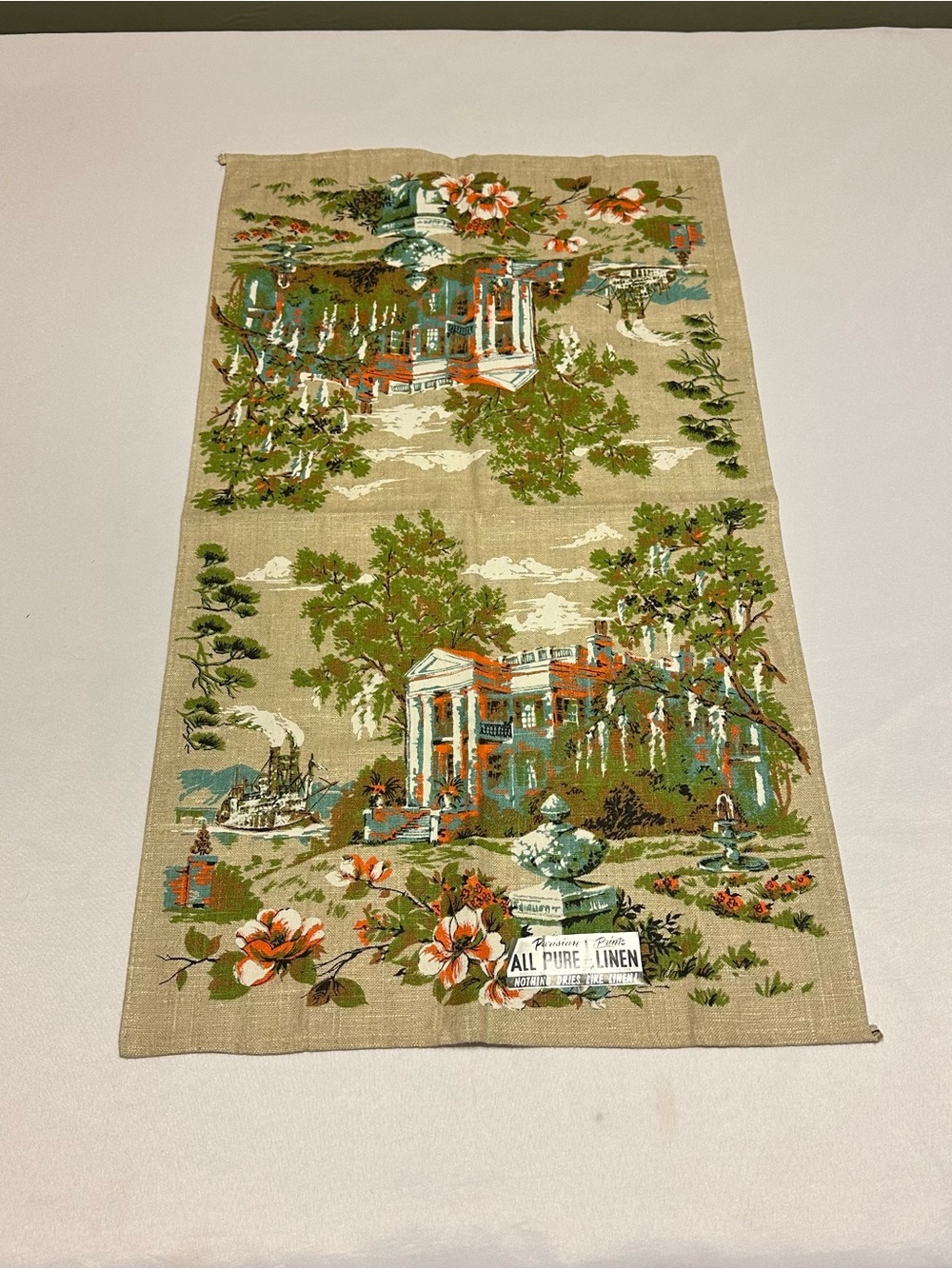Vintage All Pure Linen Decorative  southern plantation hand towel